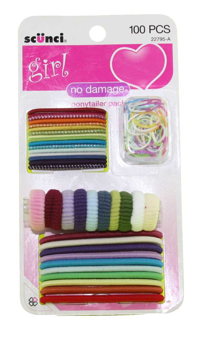 Scunci Girl No Damage Ponytailer Pack - 100 Bands