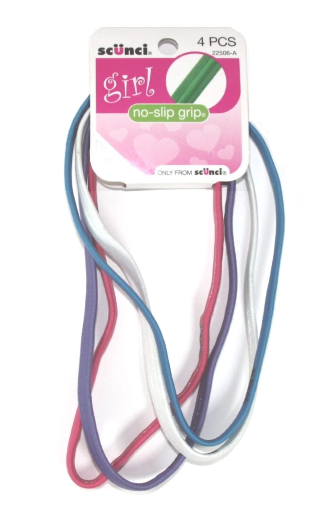 Scunci Girl No Slip Grip Headwraps Assorted Colors - 4 Pack