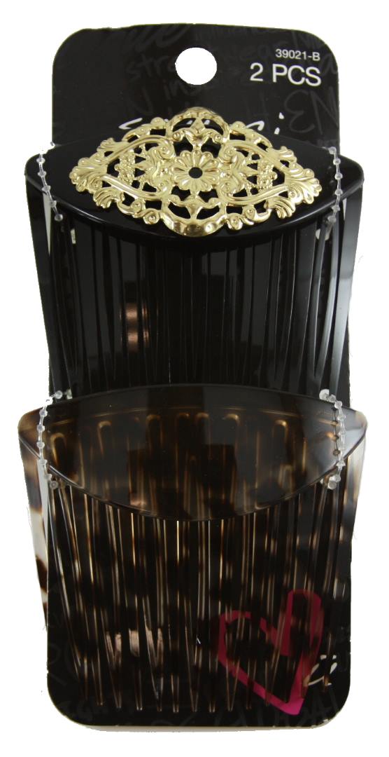Scunci Hair Comb Gold and Dark Brown - 2 Count