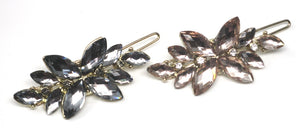 Scunci Jean Wire Rhinestone Flower Barrette 2" - 2 piece