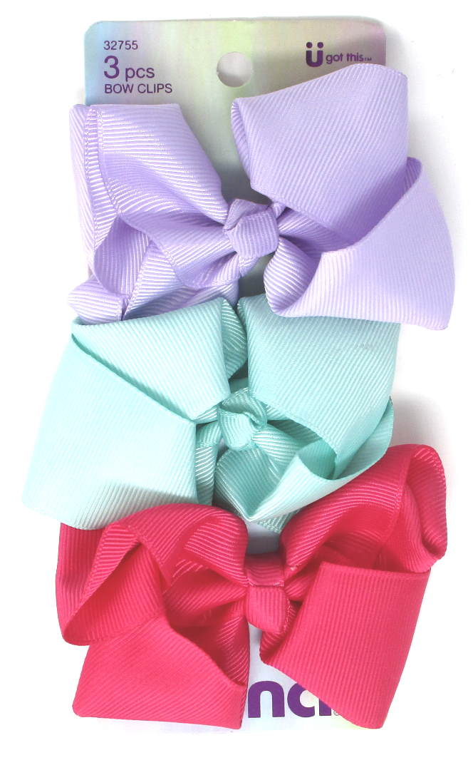 Scunci Kids Assorted Hair Bow Barrettes 3.5" - 3 Pieces