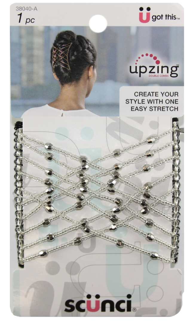 Scunci Medium Beaded Upzing Clear - 1 Pack