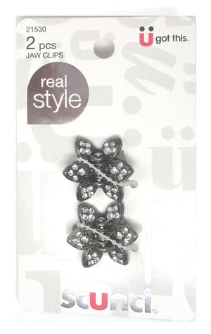 Scunci Mini Metal Butterfly Jaw Clips with Rhinestones - 2 Piece