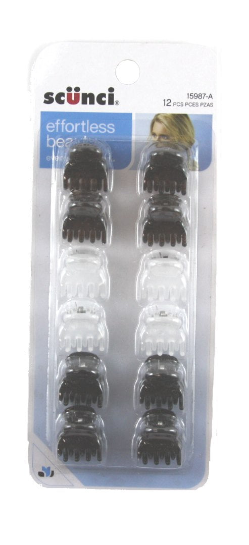 Scunci Mini Oval Topped Jaw Clip - 12 Pack