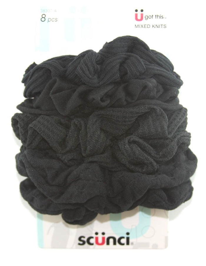 Scunci Mixed Twisters Black - 8 Pack