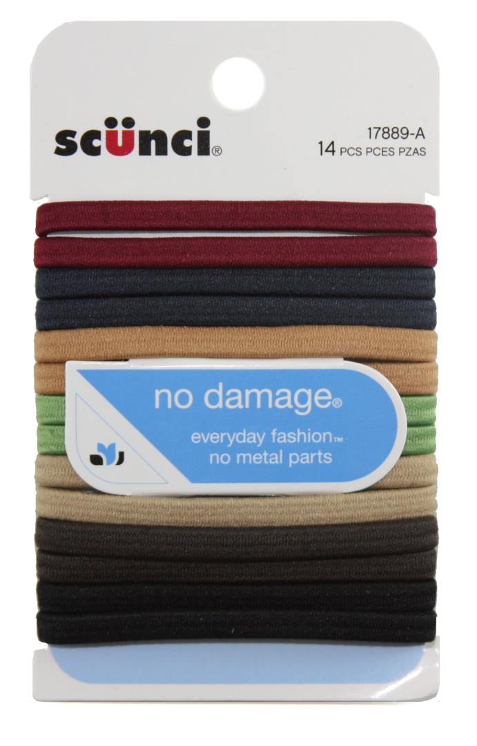 Scunci No Damage 6 mm Flat Elastic Pony Tail Holders - 14 Pack