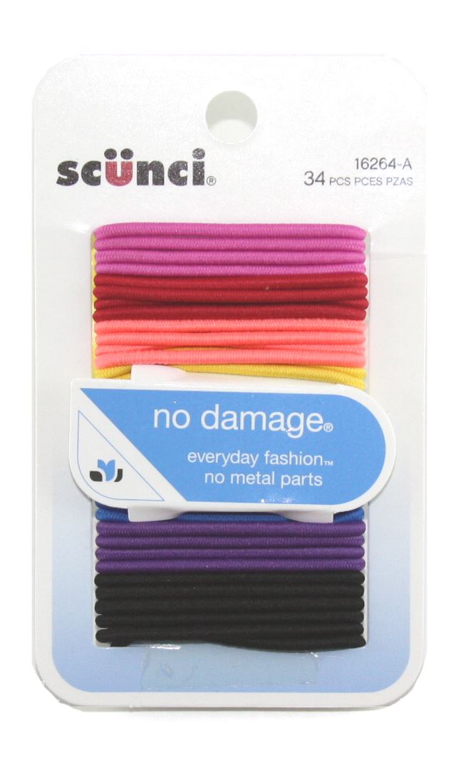 Scunci No Damage Bright Hair Elastics - 34 Pack