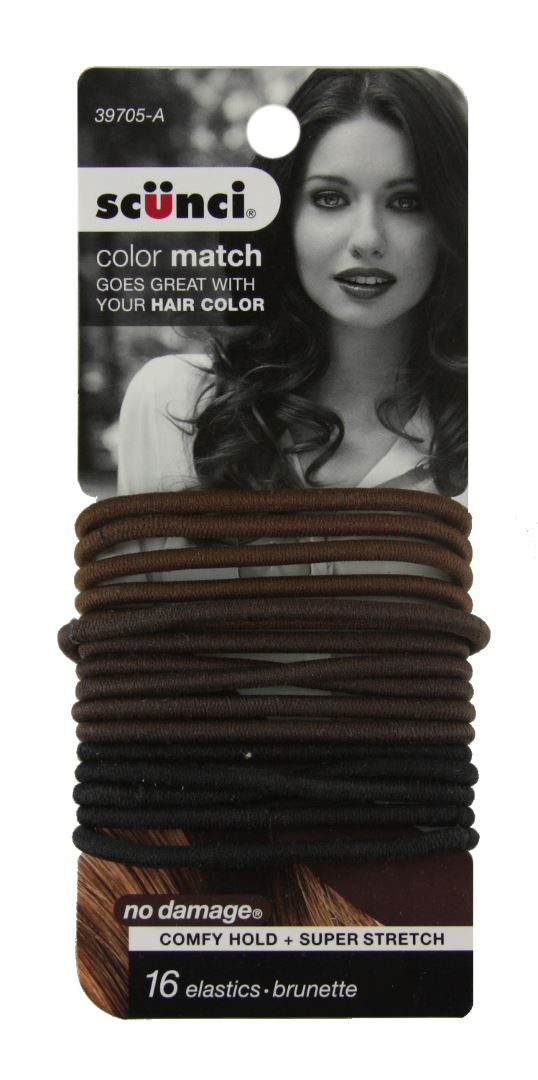 Scunci No Damage Color Match Evolution Brunette Elastics - 16 Pack