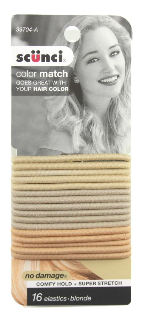 Scunci No Damage Comfy Hold Color Match Blonde Elastics - 16 Pack