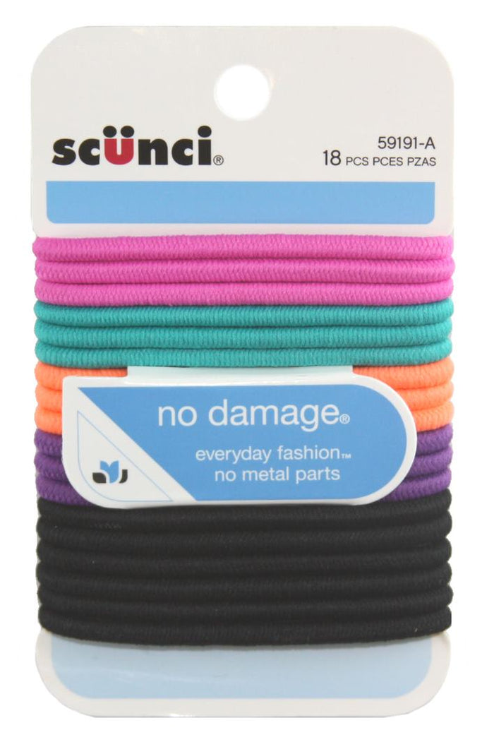 Scunci No Damage Elastics New Bright - 18 Pack