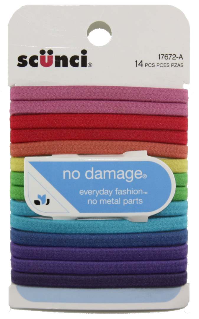 Scunci No Damage Flat Elastics Assorted Colors - 14 Pieces