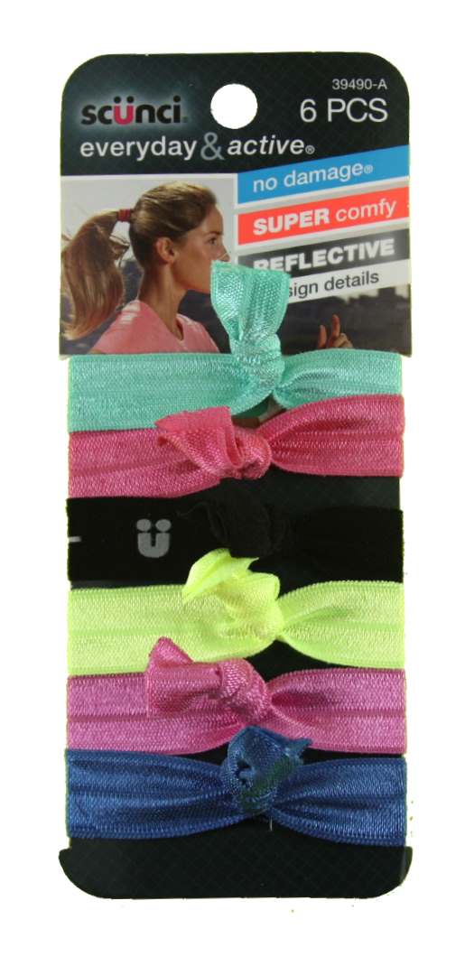 Scunci No Damage Hair Elastics Assorted - 6 Pack