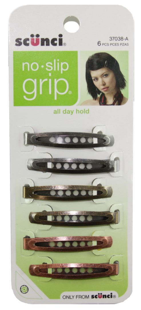 Scunci No Slip Grip Large Snap Clips Rustic Colors - 6 Pack