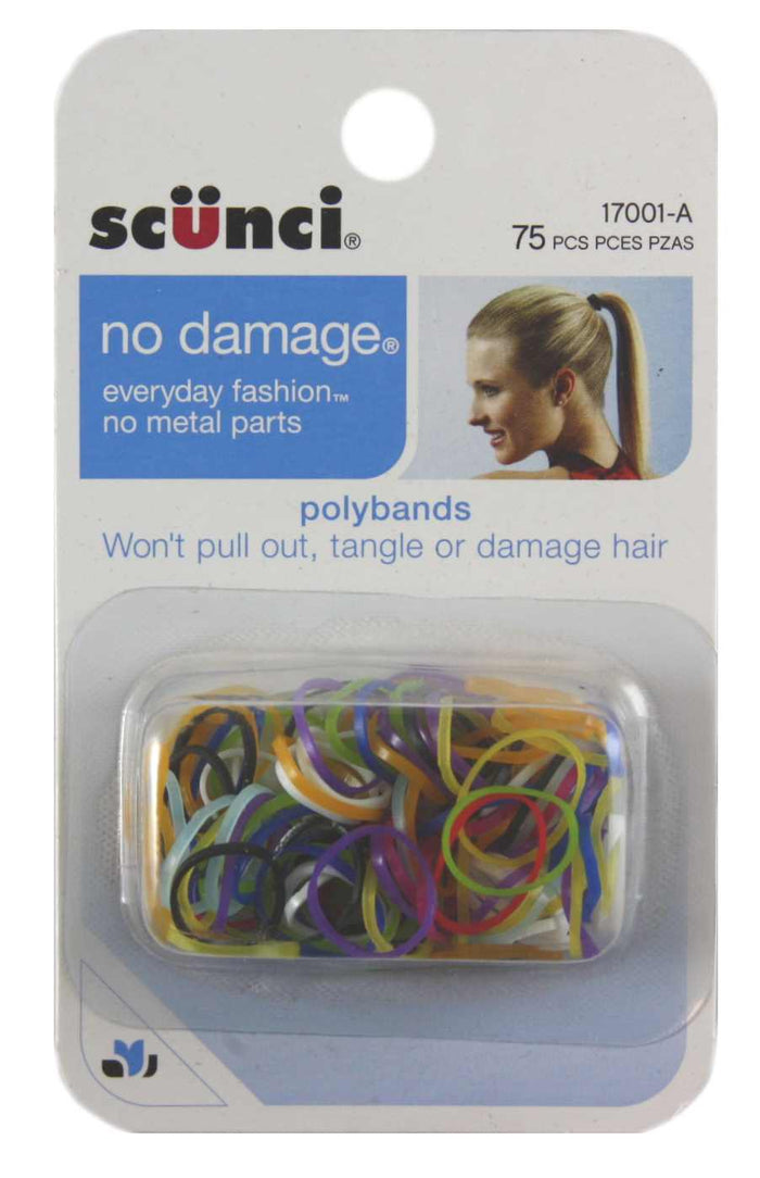 Scunci No Damage Poly Bands Clear - 75 Pack