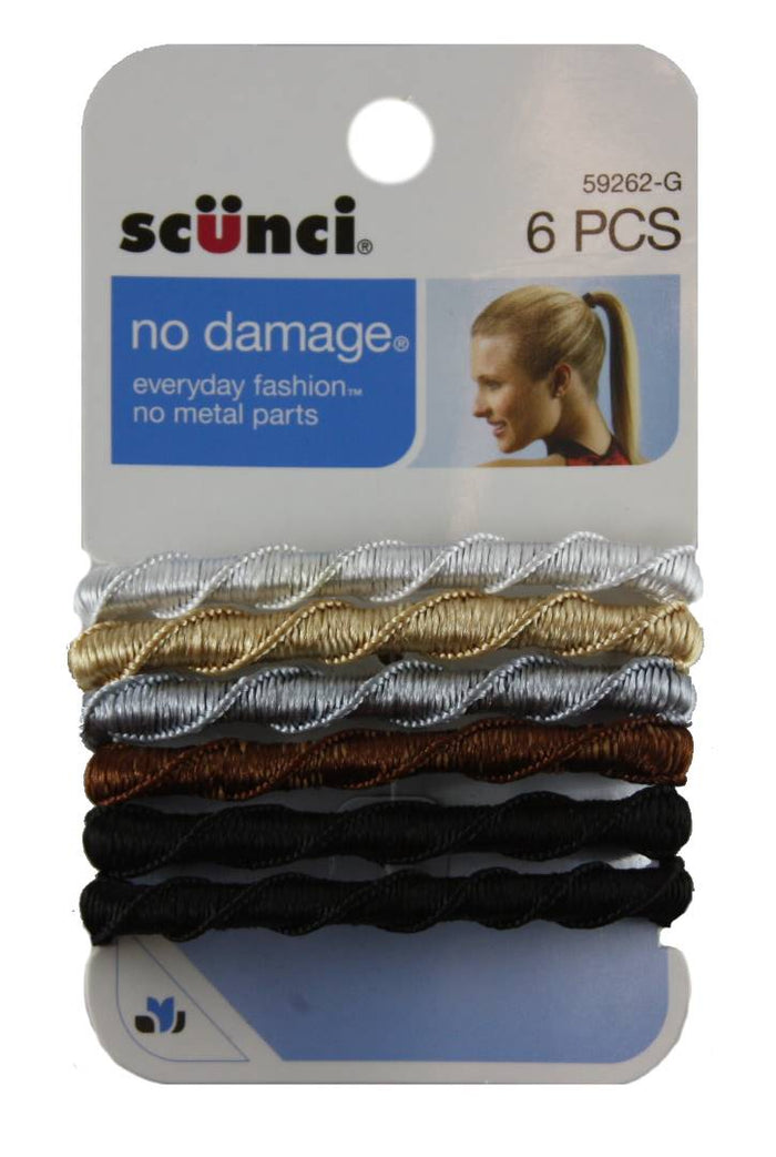 Scunci No Damage Rope Elastics - 6 Pack