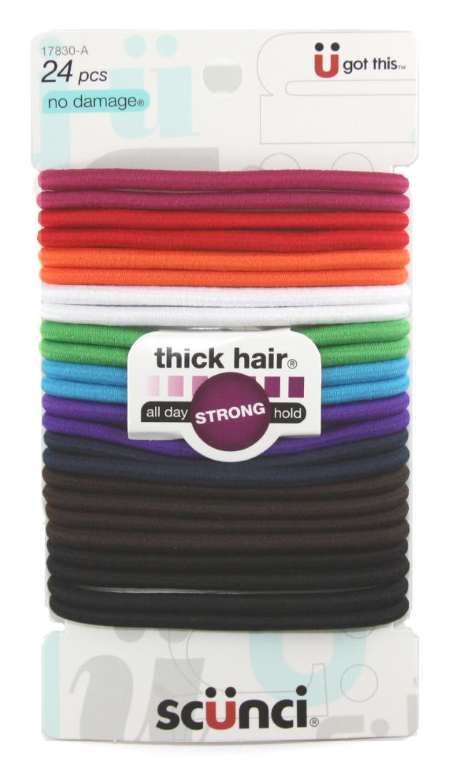 Scunci No Damage Thick Hair Bright Elastics 5 mm - 24 Pack