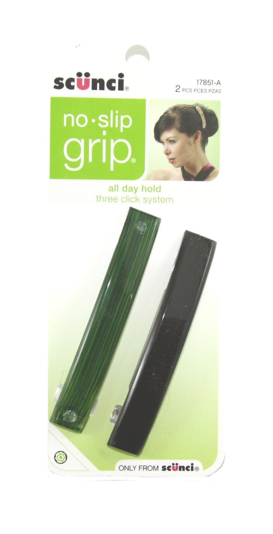 Scunci No Slip Grip Auto Clasp Barrettes 3.25" - 2 Pack