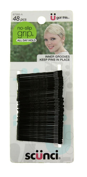 Scunci No Slip Grip Bobby Pins Black