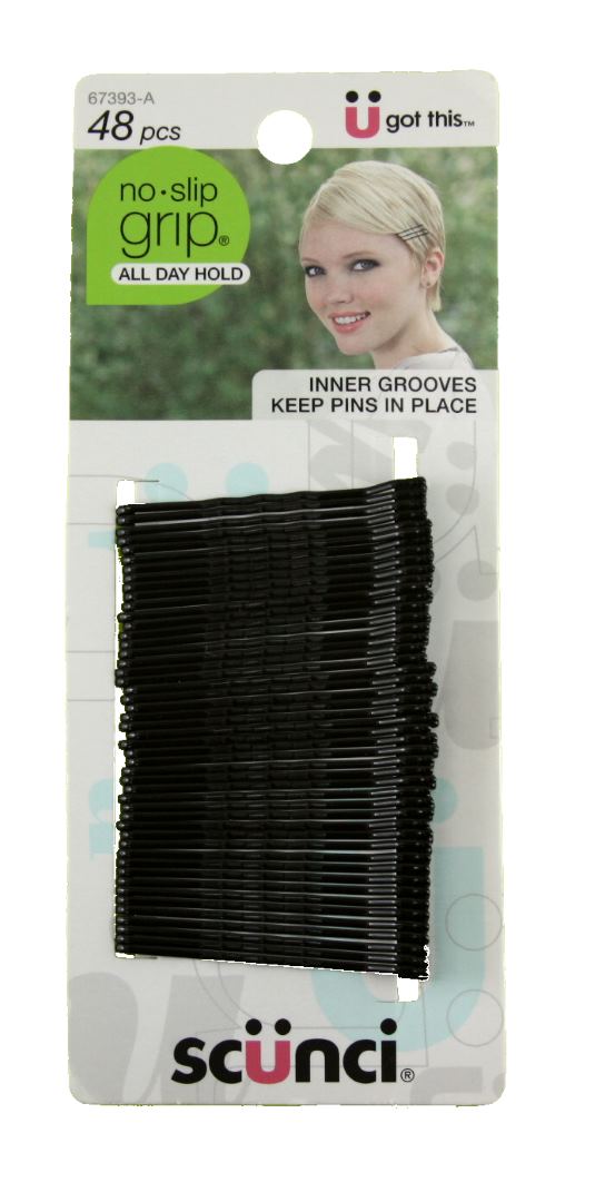 Scunci No Slip Grip Bobby Pins Black - 48 Pack