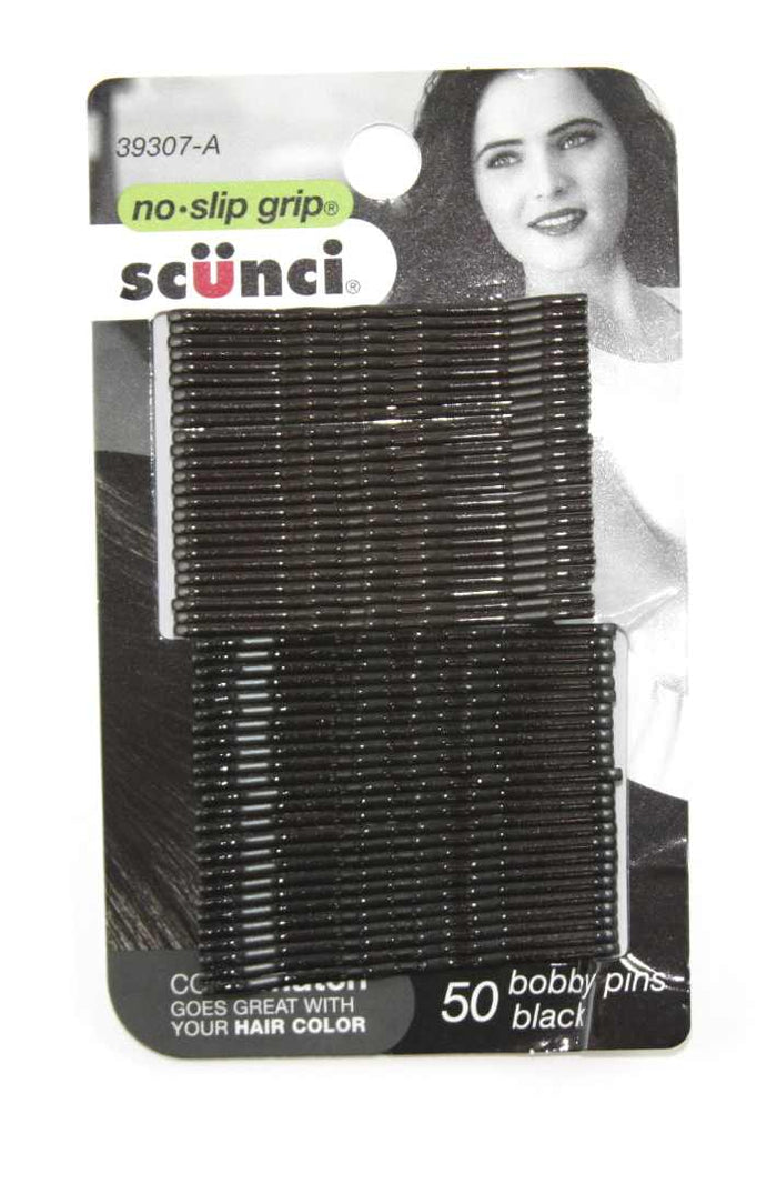 Scunci No Slip Grip Bobby Pins Black - 50 Pins