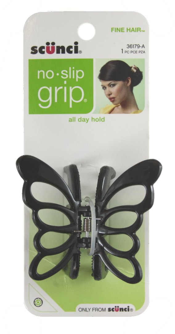 Scunci No Slip Grip Butterfly Jaw Clip Black - 6 cm