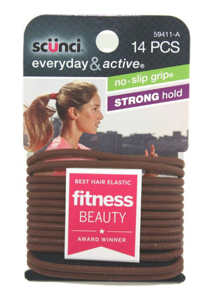 Scunci No Slip Grip Elastics Brown