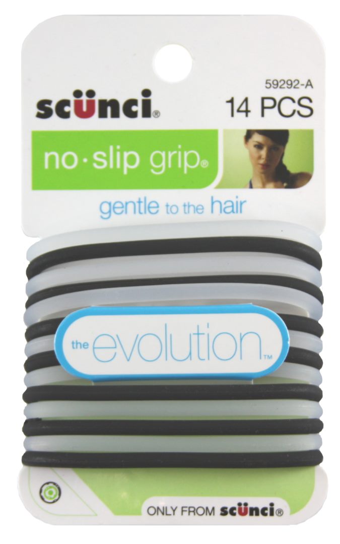 Scunci No Slip Grip Evolution Jelly Hair Ties Clear and Black- 14 Count