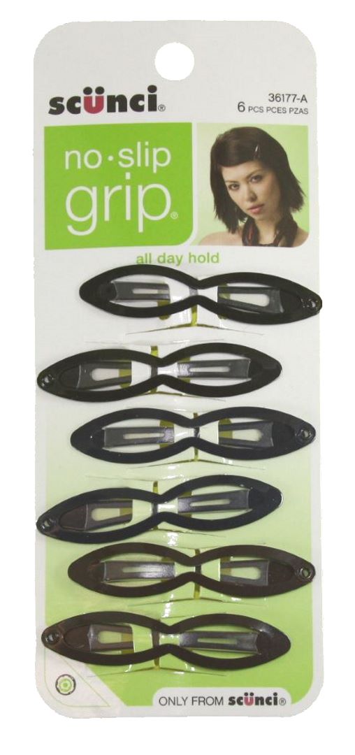 Scunci No Slip Grip Fine Hair Snap Clip Barrettes - 6 Clips