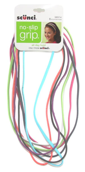 Scunci No Slip Grip Flat Bright Headwraps 4mm 8 Pack
