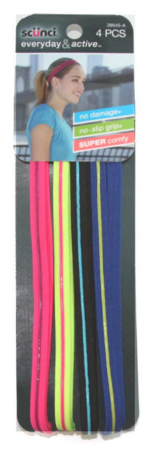 Scunci No Slip Grip Headbands Assorted Colors 4 Pack