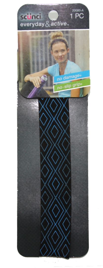 Scunci Blue Printed No Slip Waistband Headwraps 3 mm - 1 Pack