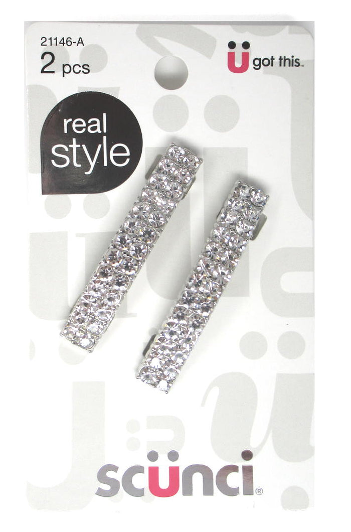 Scunci Rhinestone Crystal Clear Barrette - 2 pack