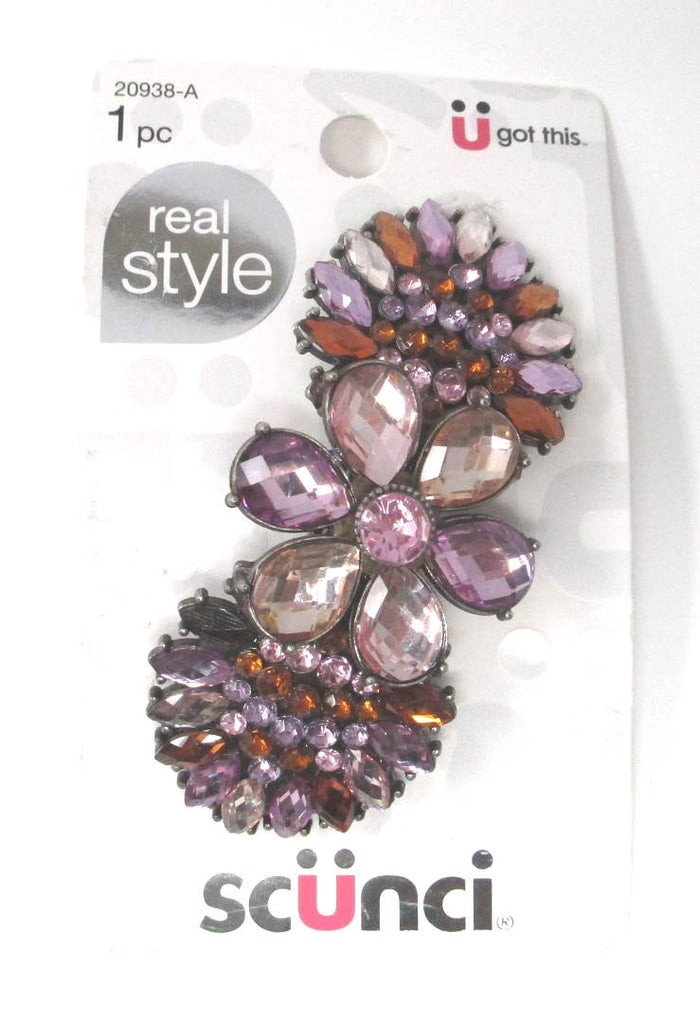 Scunci Starburst Rhinestone Flower Metal Barrette - 1 piece