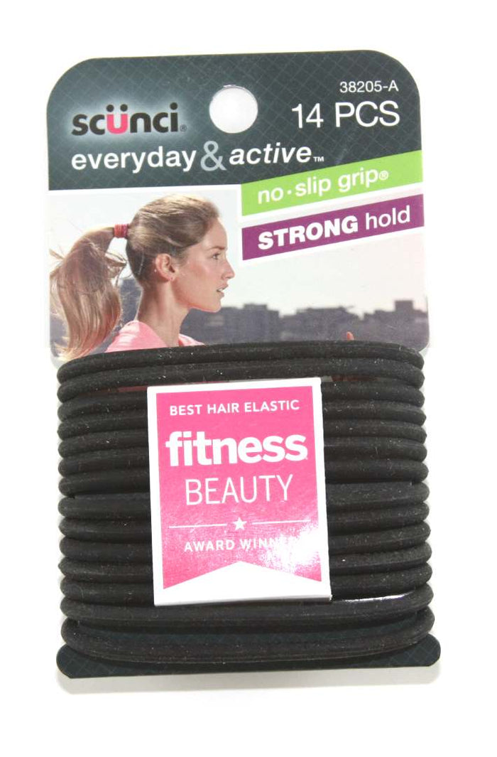 Scunci The Evolution No Slip Grip Gel Hair Ties Black - 14 Count