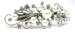 Scunci White Pearl Rhinestone Barrette 4" - 1 Piece