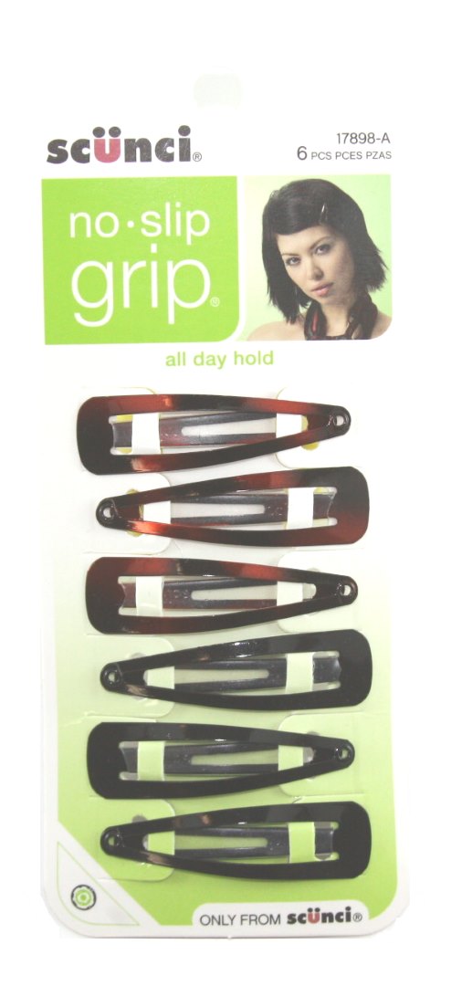 Scunci No Slip Grip Snap Clip Barrettes - 6 Pack